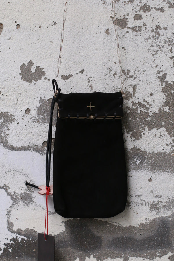 m.a+ Silver Rim Chain Clutch Leather MA-BR115/C4 NUB1,0-BLACK